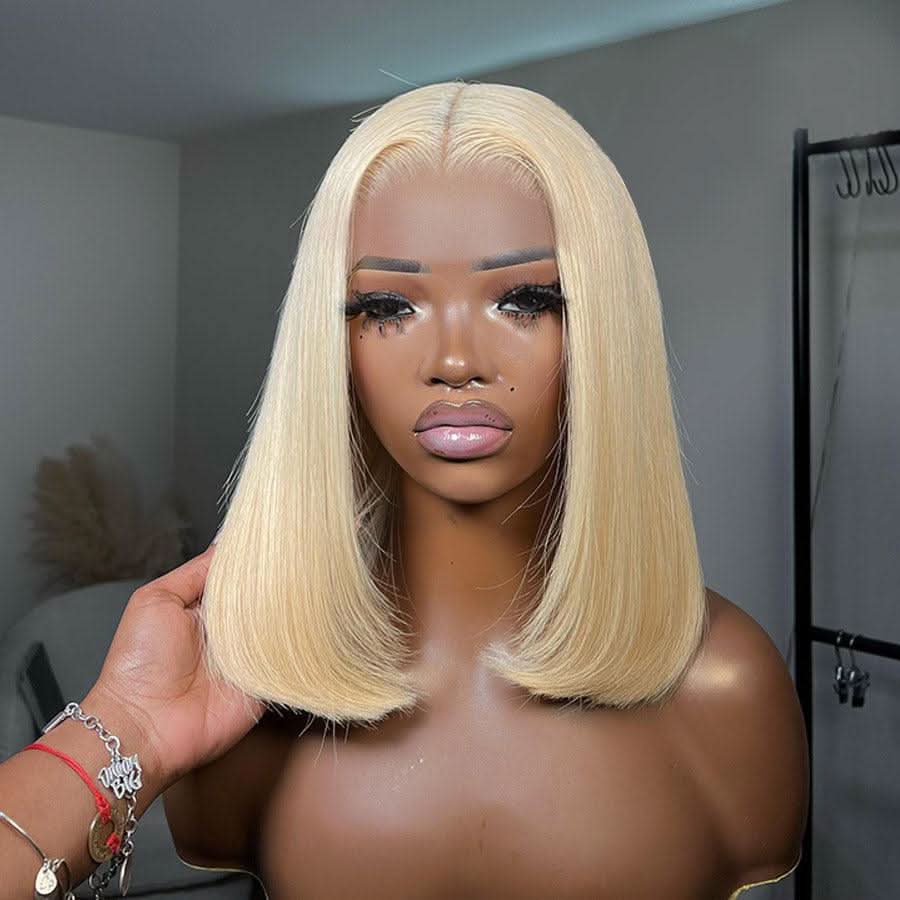 CLEO Straight Bob Wig, 613 Blonde, 13x6 Lace Frontal, 10-14", Human Hair, Glueless, Wear-and-Go