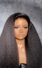 glueless wig natural black kinky straight ， pre-plucked realistic part soft sleek natural look 18-30 inch